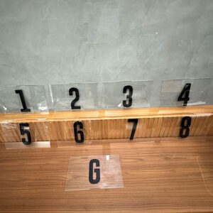 ป้ายตัวเลขอะคริลิค เลข 1-9 ตัวอักษรไดคัทพื้นใส