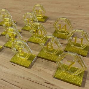 ป้ายเลขโต๊ะอาหาร อะคริลิคสีทองประกายเพชร