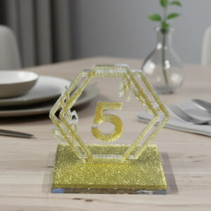 ป้ายเลขโต๊ะอาหาร อะคริลิค gritter สีทอง