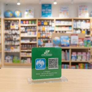 ป้ายสแกนจ่ายกรุงไทย ฐานใส กรอบเงินมิลเลอร์