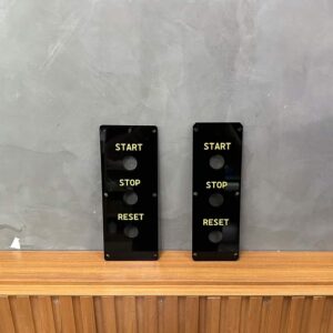 ป้ายติดเครื่องจักร start stop reset
