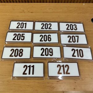 ป้ายตัวเลขอะคริลิค เลขห้อง 201-212